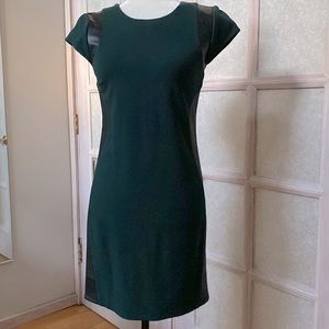 Diane Von Furstenburg Green and Black Leather Panel Dress size 2
